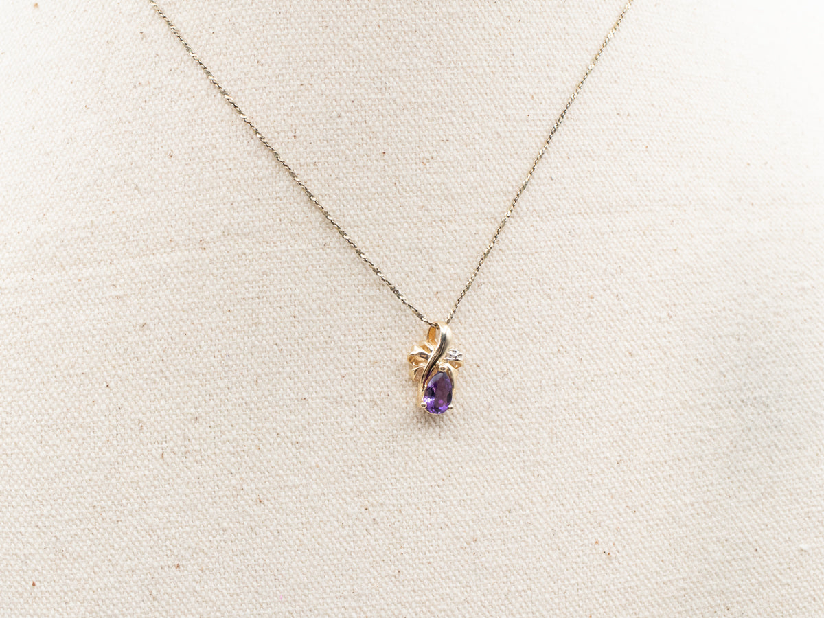 Teardrop Amethyst and Diamond Pendant
