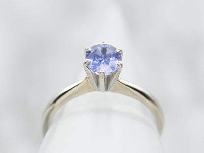 Simple Blue Sapphire Oval Solitaire Ring
