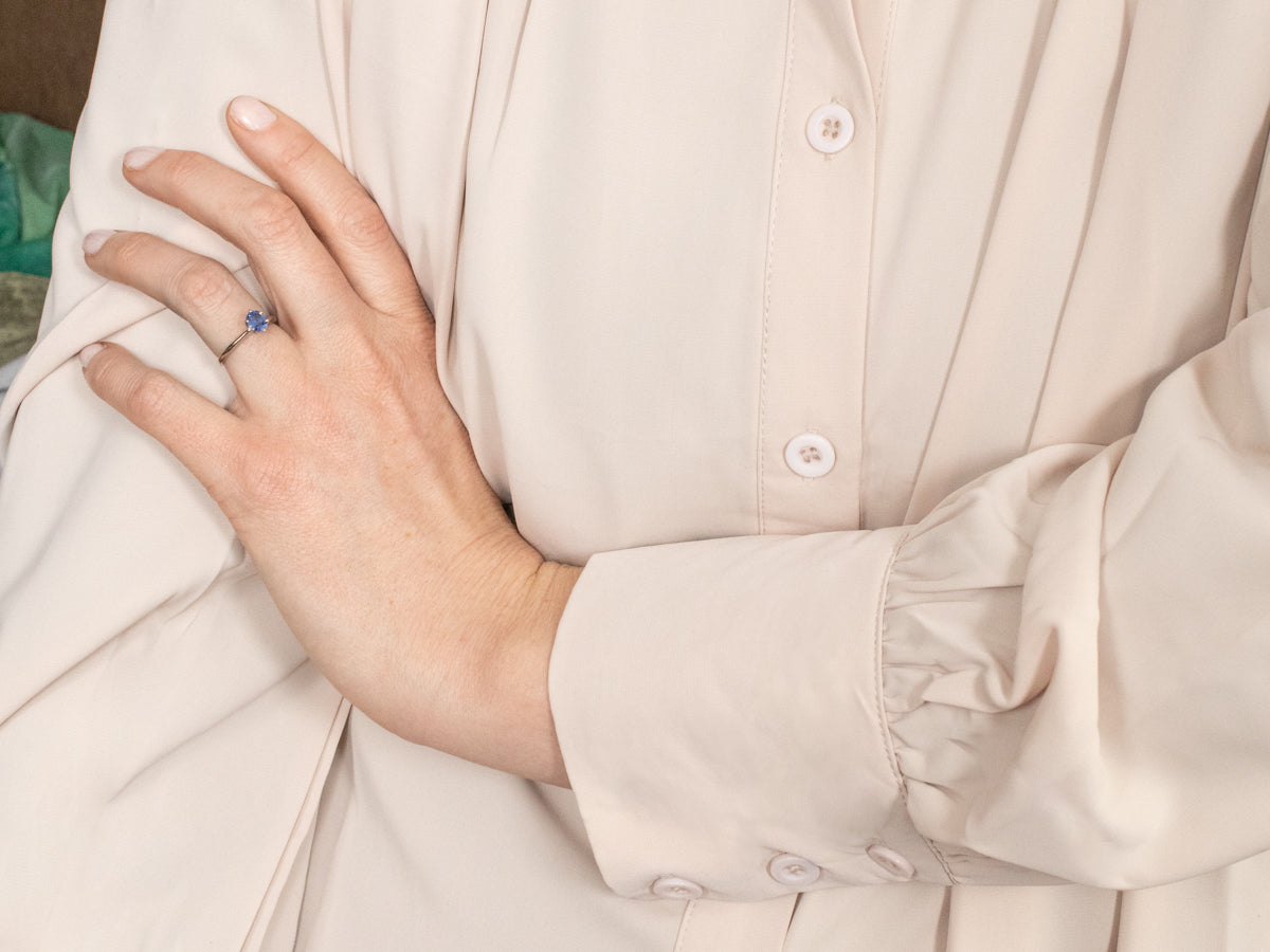 Simple Blue Sapphire Oval Solitaire Ring