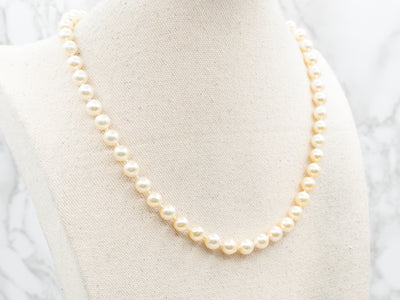 Vintage Flower Clasp Pearl Bead Necklace
