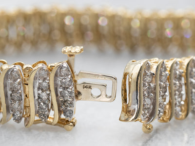 Two-Toned Vintage Diamond Encrusted Tennis Bracelet
