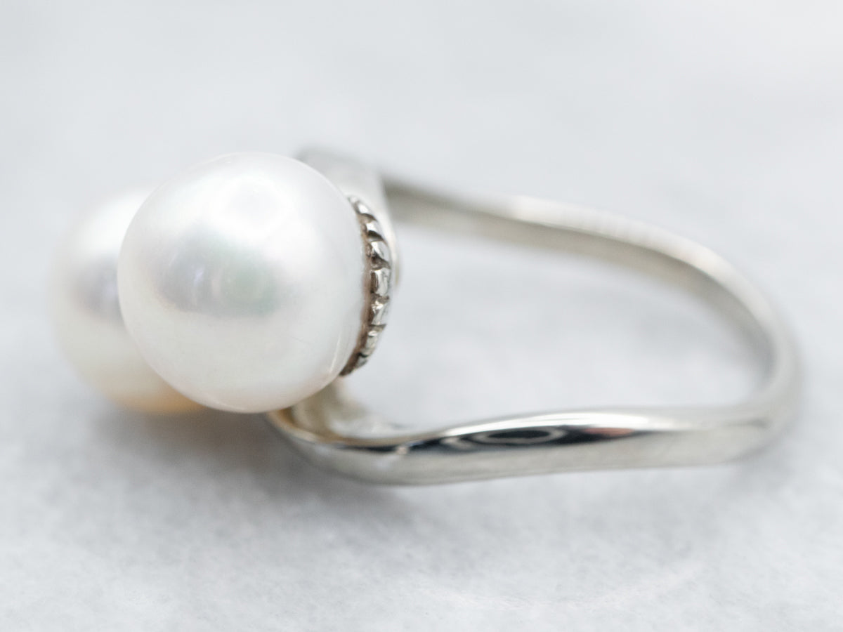 Simple and Timeless Pearl Bypass Ring