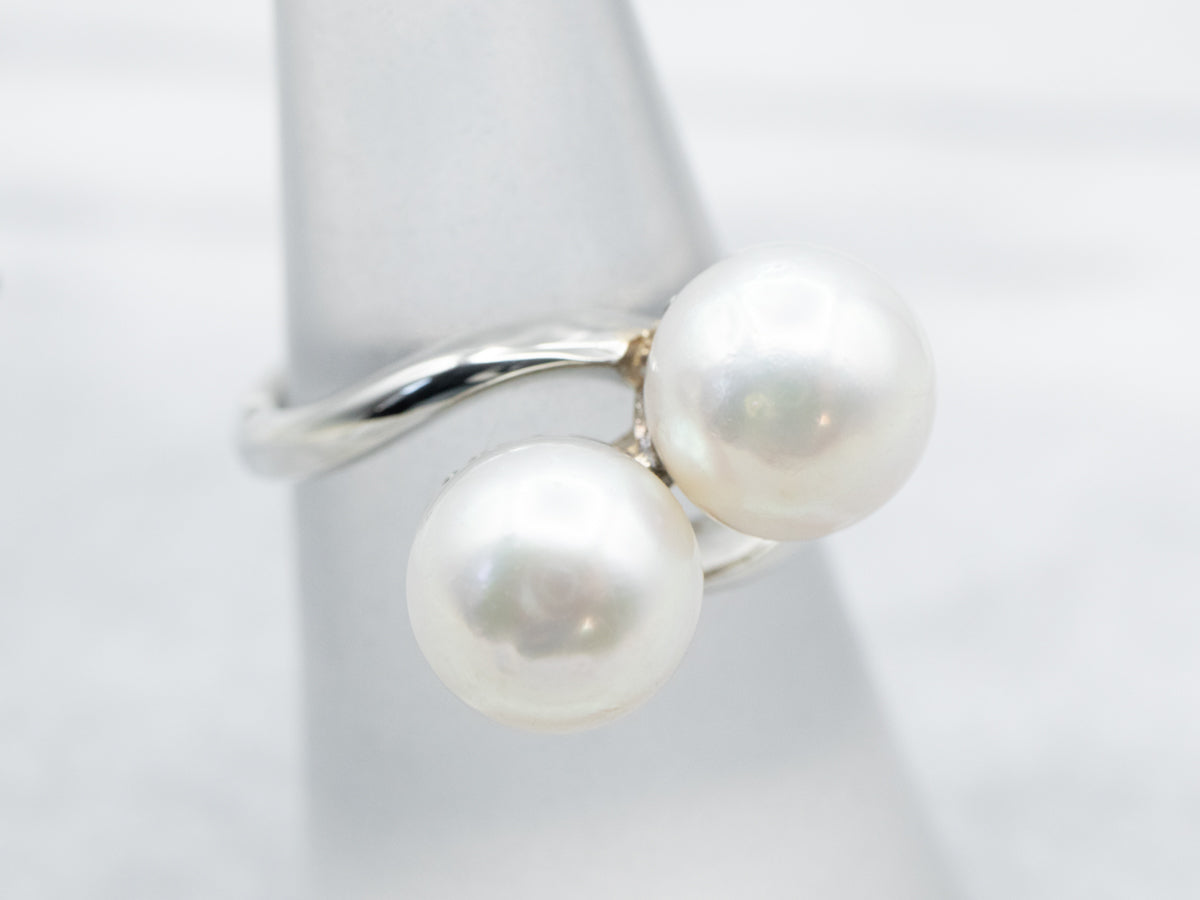 Simple and Timeless Pearl Bypass Ring