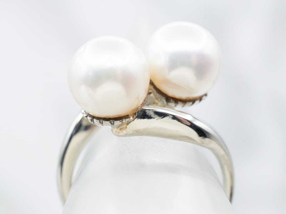 Simple and Timeless Pearl Bypass Ring