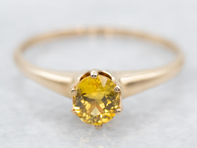 Simple Yellow Sapphire Solitaire Ring
