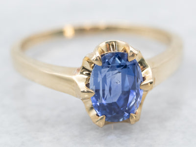 Brilliant Blue Sapphire Solitaire Ring