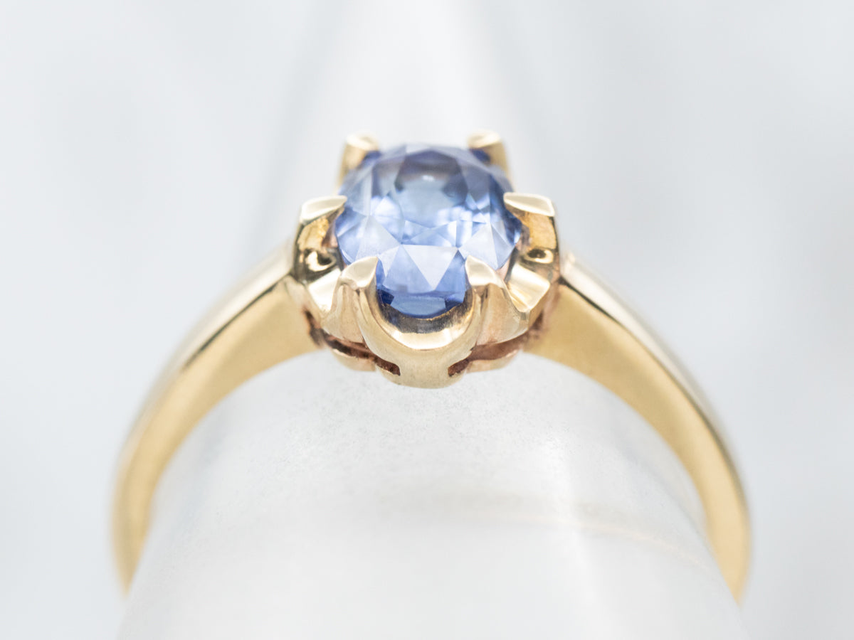Brilliant Blue Sapphire Solitaire Ring