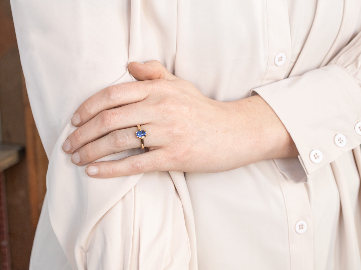 Brilliant Blue Sapphire Solitaire Ring