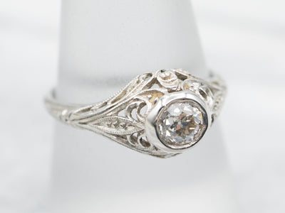 Art Nouveau 18k Gold Old Mine Cut Diamond Cluster Ring