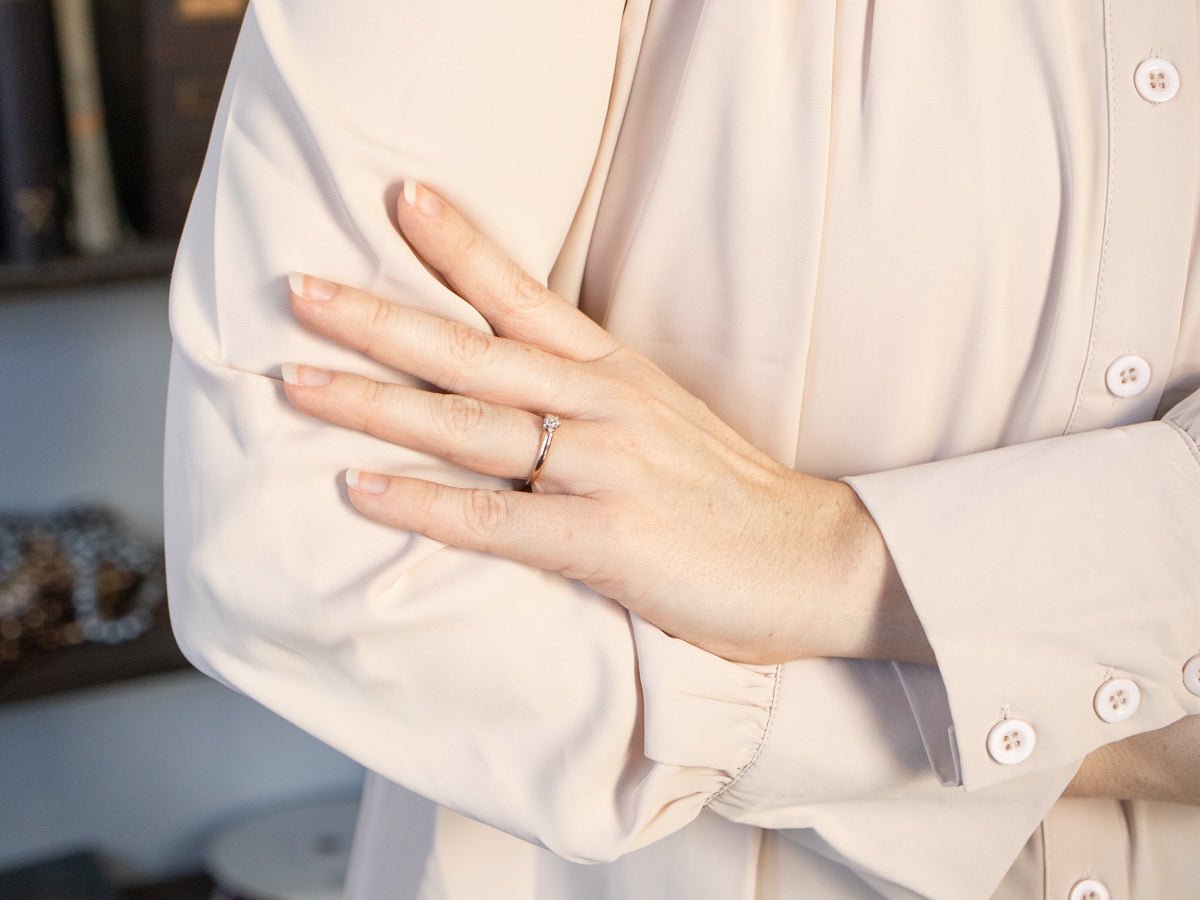 European Cut Diamond Solitaire Engagement Ring