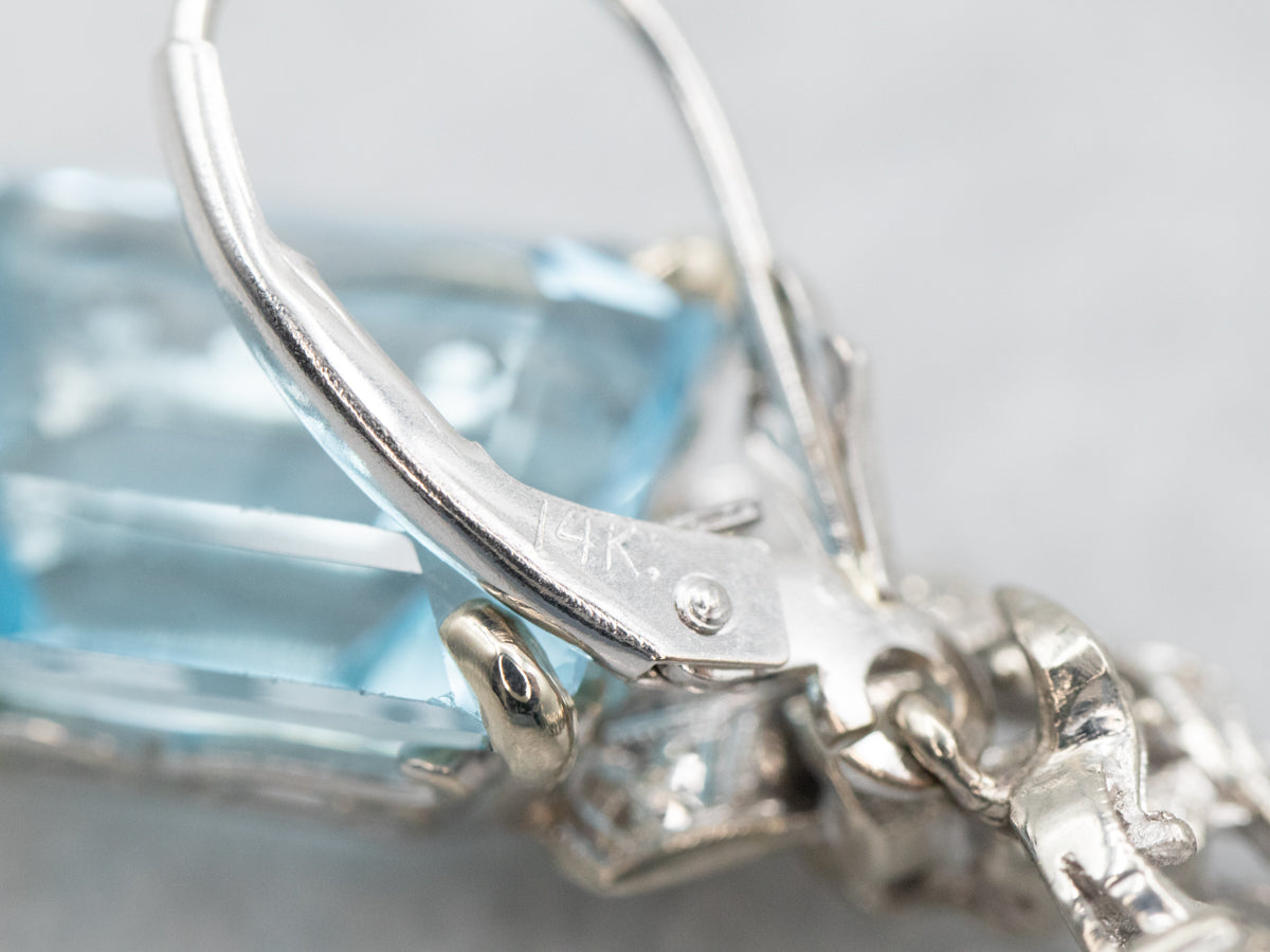Blue Topaz and Diamond Drop Earrings