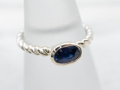 Modern East-West Sapphire Solitaire Engagement Ring