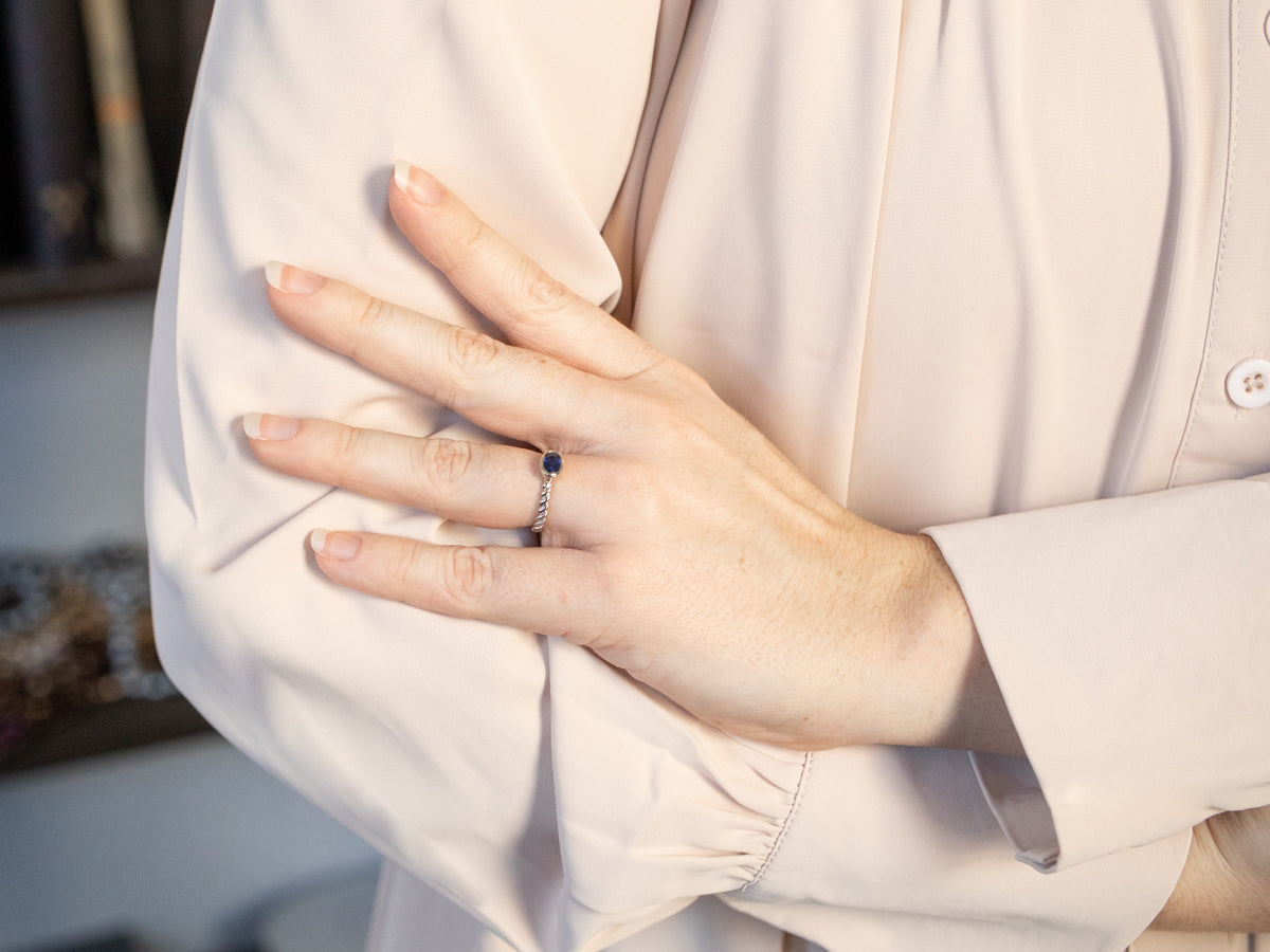 Modern East-West Sapphire Solitaire Engagement Ring