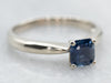 Simple Emerald Cut Blue Sapphire Solitaire Ring
