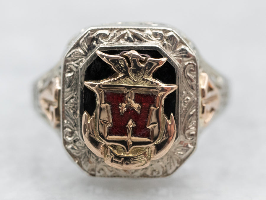 Two Toned Vintage 'W' Monogram Class Signet Ring
