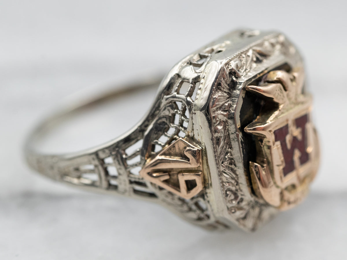 Two Toned Vintage 'W' Monogram Class Signet Ring