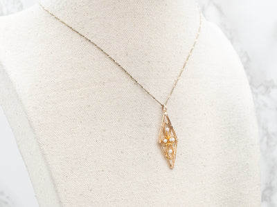Vintage Diamond and Seed Pearl Lavalier Pendant
