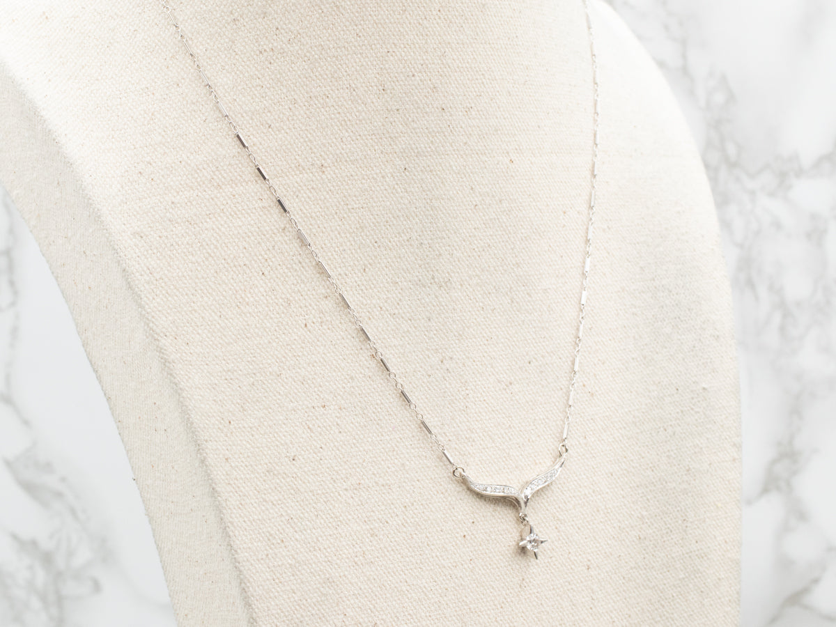 European Cut Diamond Encrusted Pendant Necklace