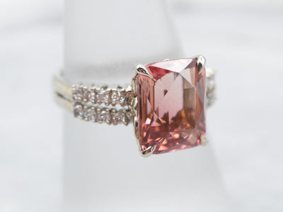 Stunning Pink Tourmaline and Diamond Cocktail Ring