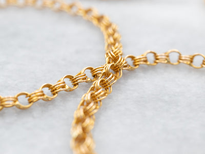 Antique Triple Rolo Link 18-Karat Gold Chain