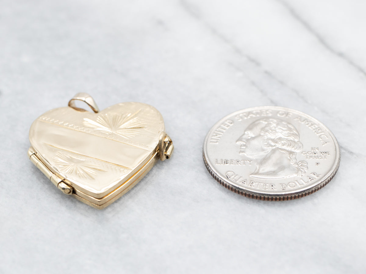 Vintage Engraved Gold Heart Locket