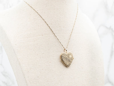 Vintage Engraved Gold Heart Locket