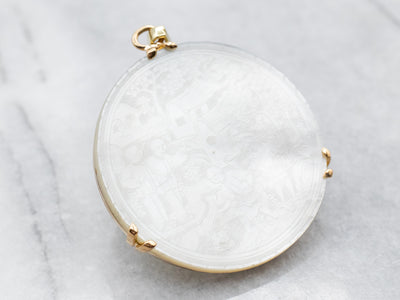 Carved Mother of Pearl Asian Pendant