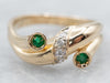 Modernist Emerald and Diamond Bypass Ring