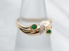 Modernist Emerald and Diamond Bypass Ring