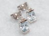 Modern Blue Topaz and Diamond Drop Earrings