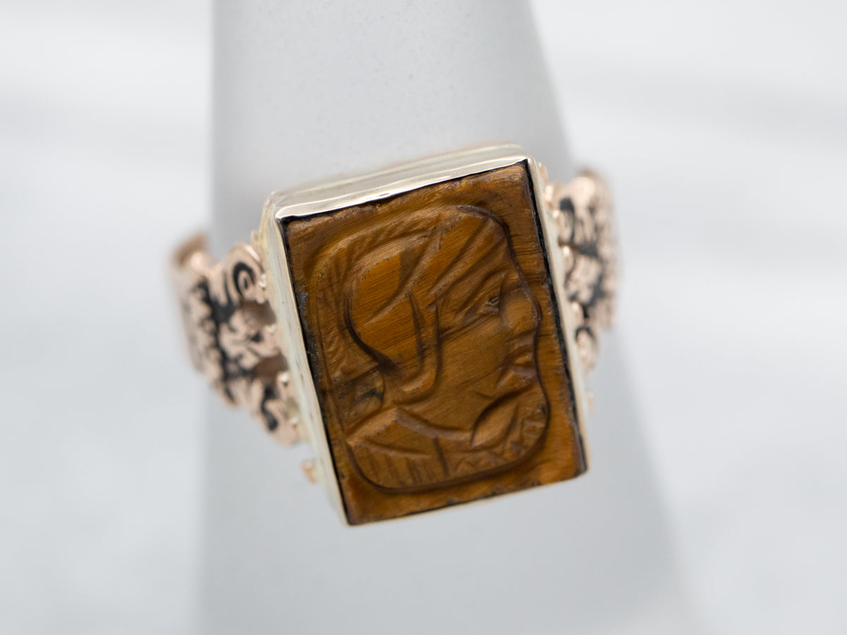 Victorian Tigers Eye Intaglio Ring
