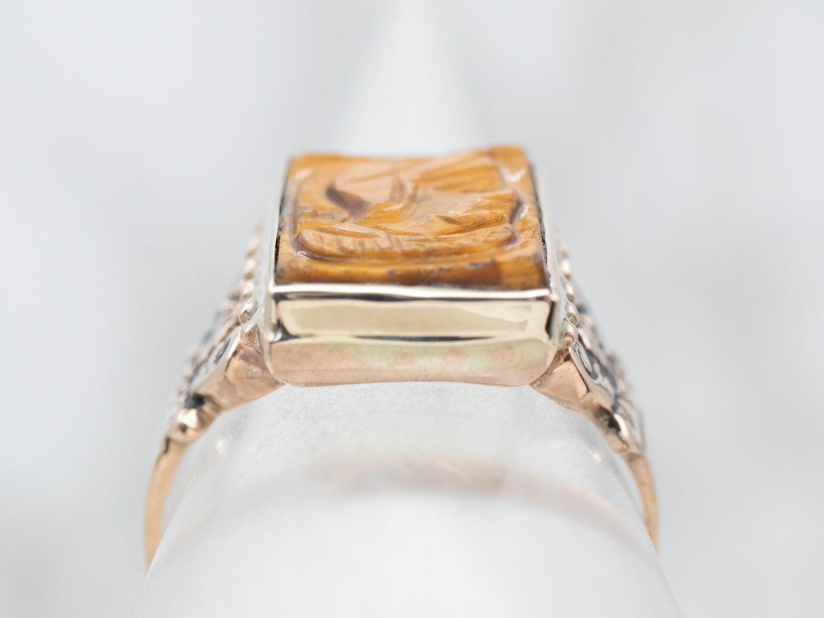 Victorian Tigers Eye Intaglio Ring