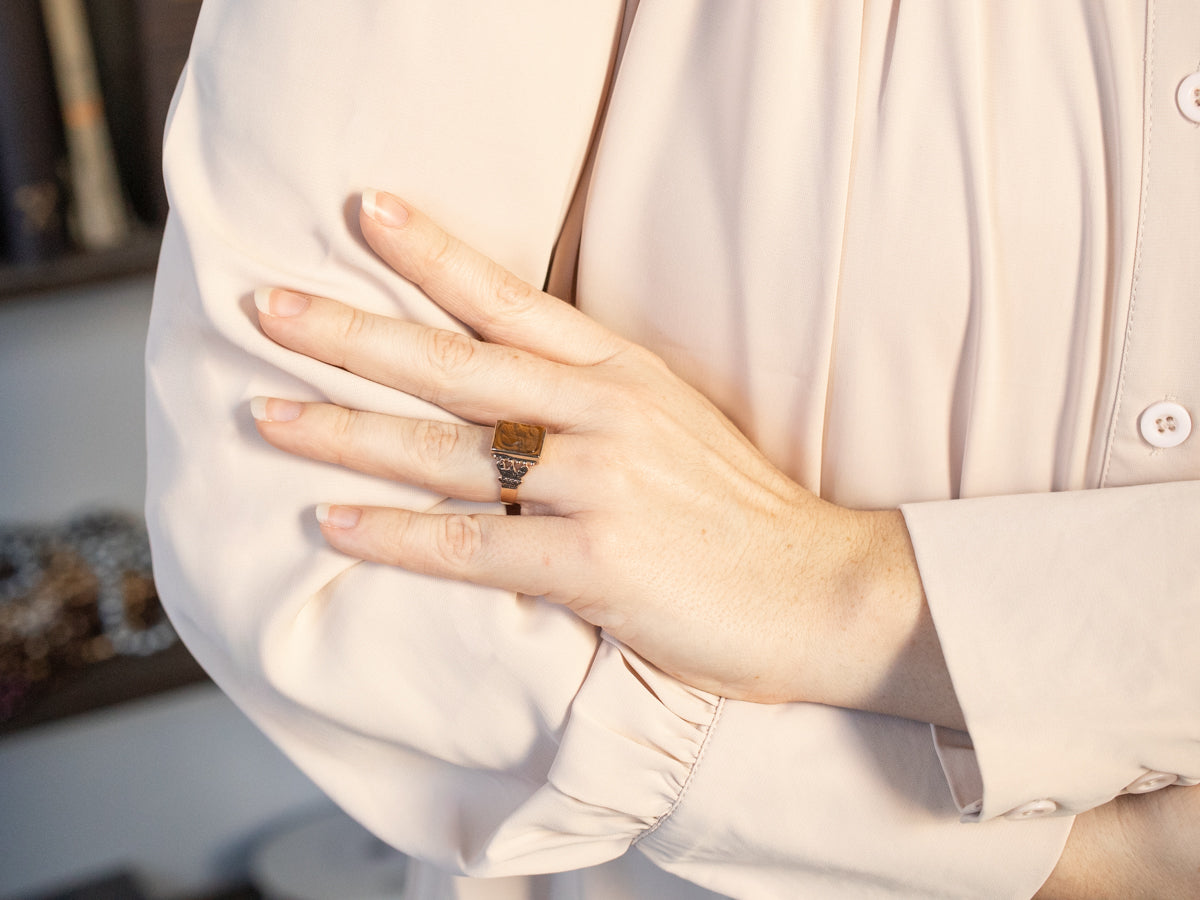 Victorian Tigers Eye Intaglio Ring