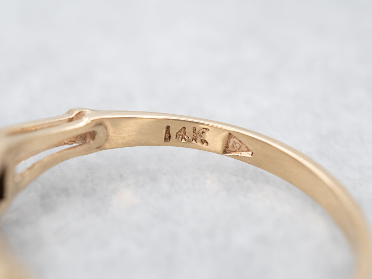 Retro Three Stone Diamond Engagement Ring