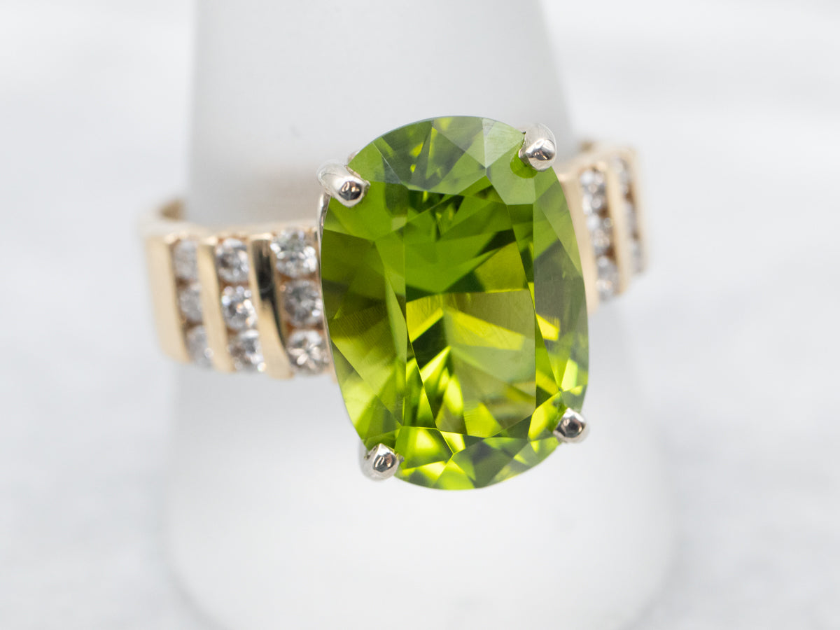 Bold Peridot and Diamond Cocktail Ring