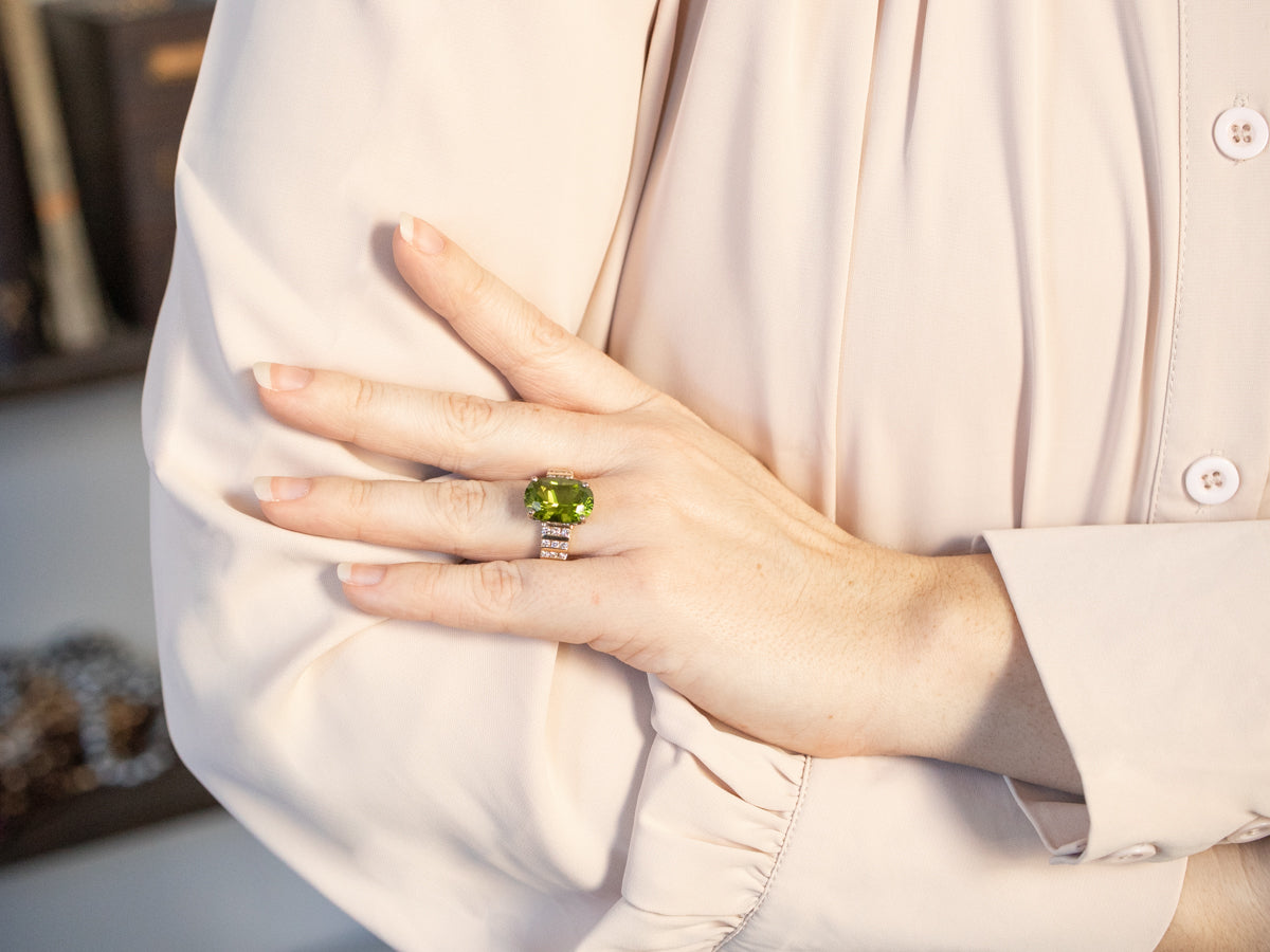 Bold Peridot and Diamond Cocktail Ring