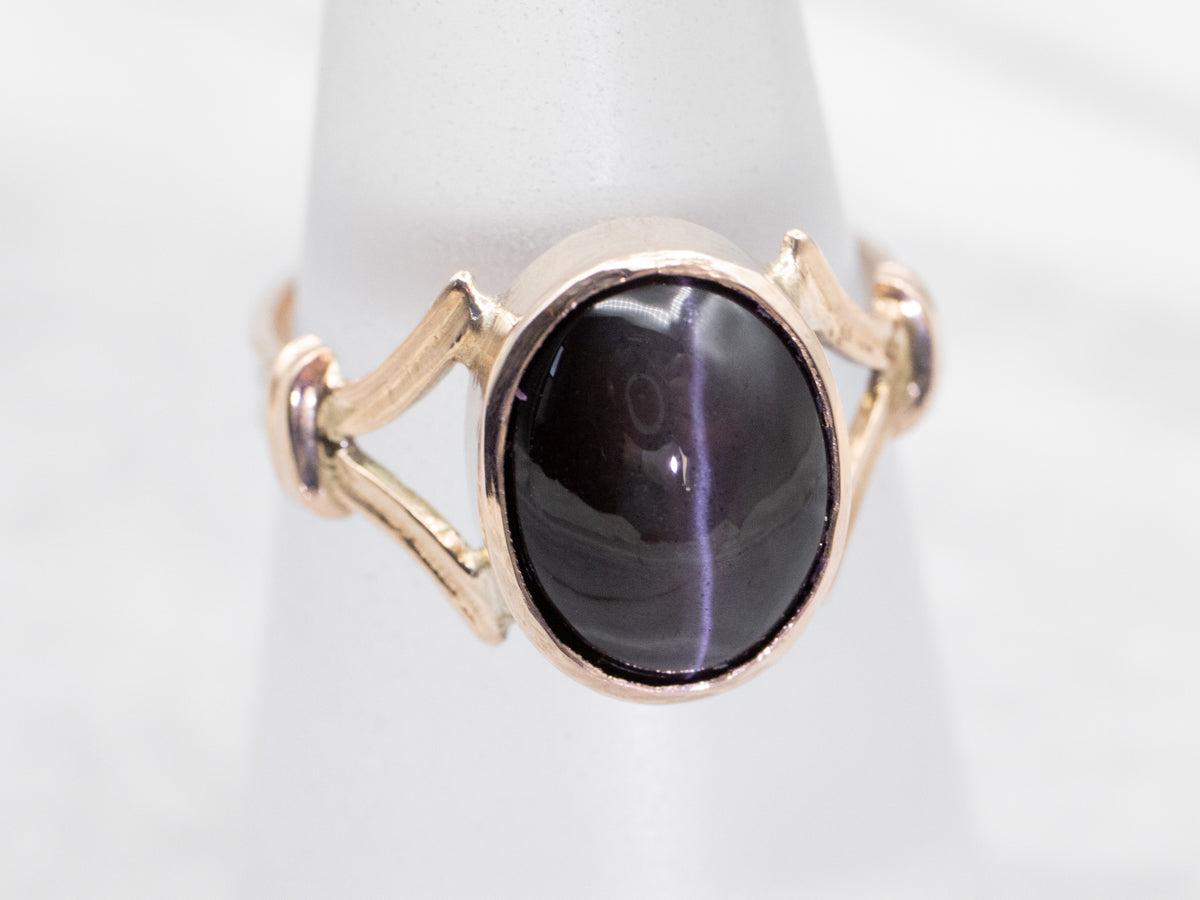 Retro Era Cat's Eye Sillimanite Ring