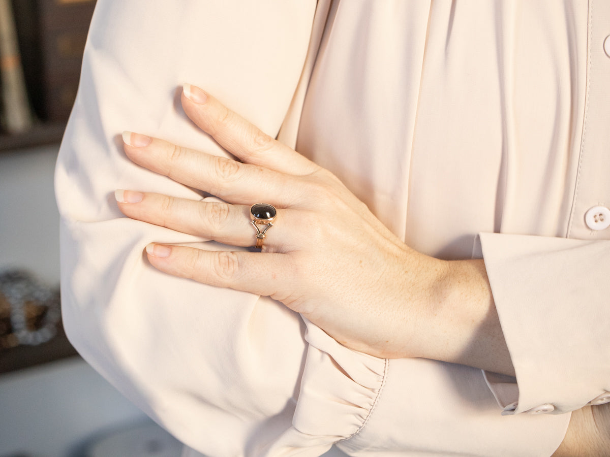 Retro Era Cat's Eye Sillimanite Ring