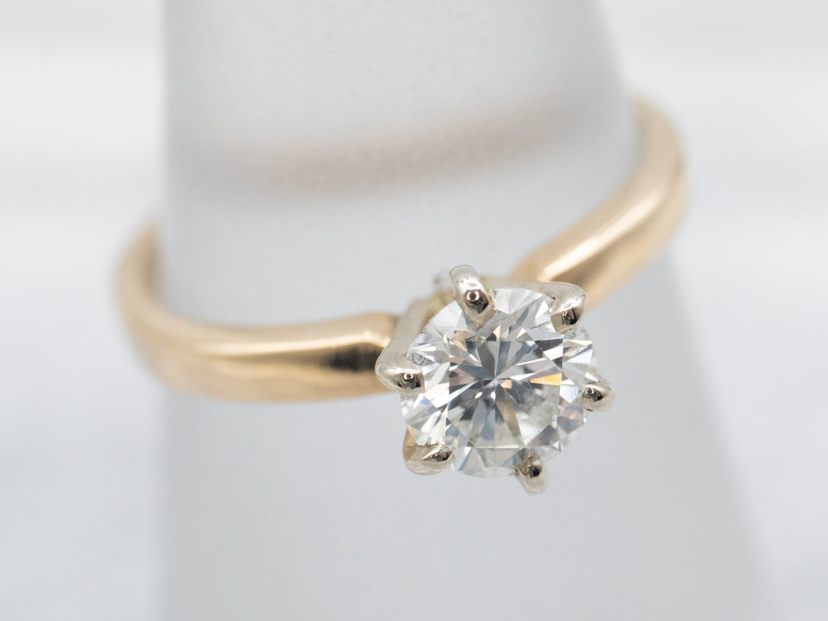 Two Tone Gold Diamond Solitaire Engagement Ring