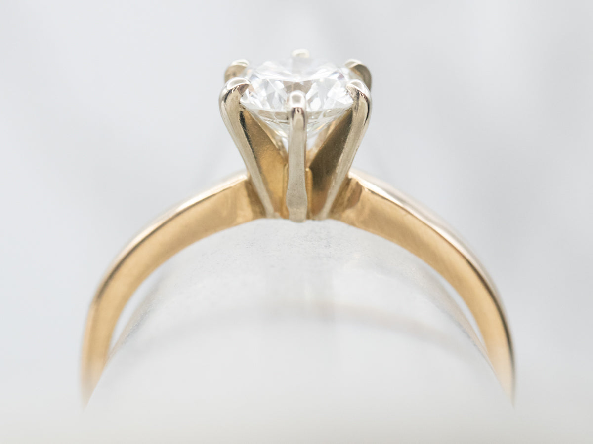 Two Tone Gold Diamond Solitaire Engagement Ring