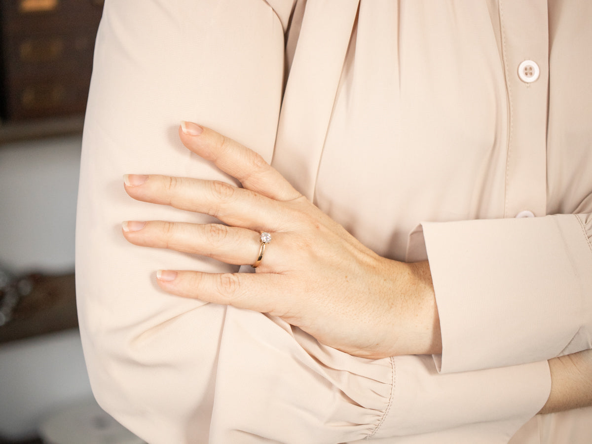 Two Tone Gold Diamond Solitaire Engagement Ring