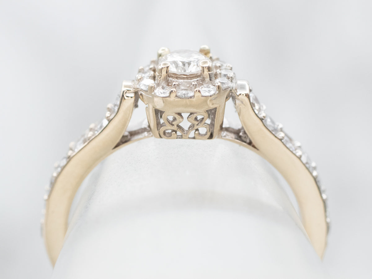 Modern Diamond Halo Engagement Ring