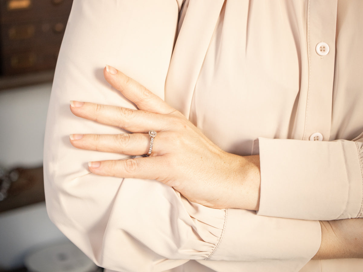 Modern Diamond Halo Engagement Ring