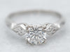 Retro Era Floral Diamond Engagement Ring