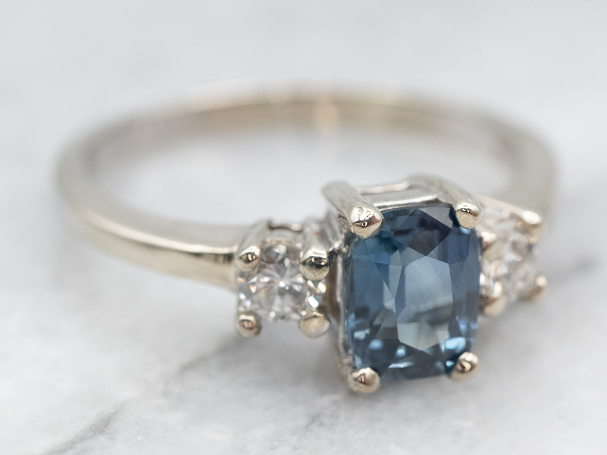 Sapphire and Diamond Engagement or Anniversary Ring