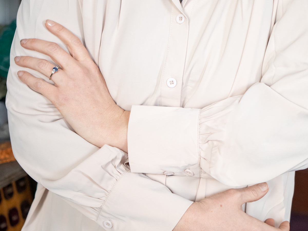 Sapphire and Diamond Engagement or Anniversary Ring