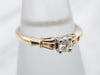Retro Era Diamond Solitaire Engagement Ring in Two Tone Gold