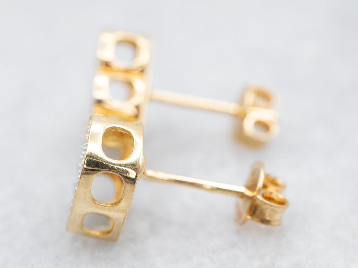 Sweet 18K-Gold Diamond Heart Earrings