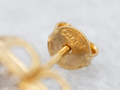 Sweet 18K-Gold Diamond Heart Earrings