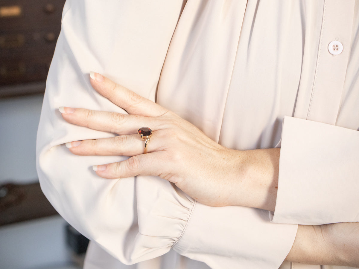 Vintage Gold Garnet Bypass Ring